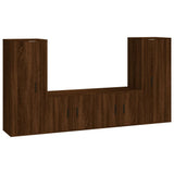 4 Piece TV Cabinet Set Brown Oak Engineered Wood