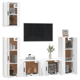 5 Piece TV Cabinet Set White Engineered Wood - Side View