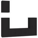 5 Piece TV Cabinet Set Black Engineered Wood - Front View