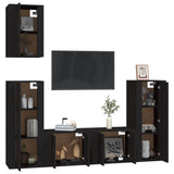 5 Piece TV Cabinet Set Black Engineered Wood - Side View