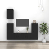 5 Piece TV Cabinet Set Black Engineered Wood