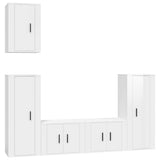 5 Piece TV Cabinet Set High Gloss White Engineered Wood