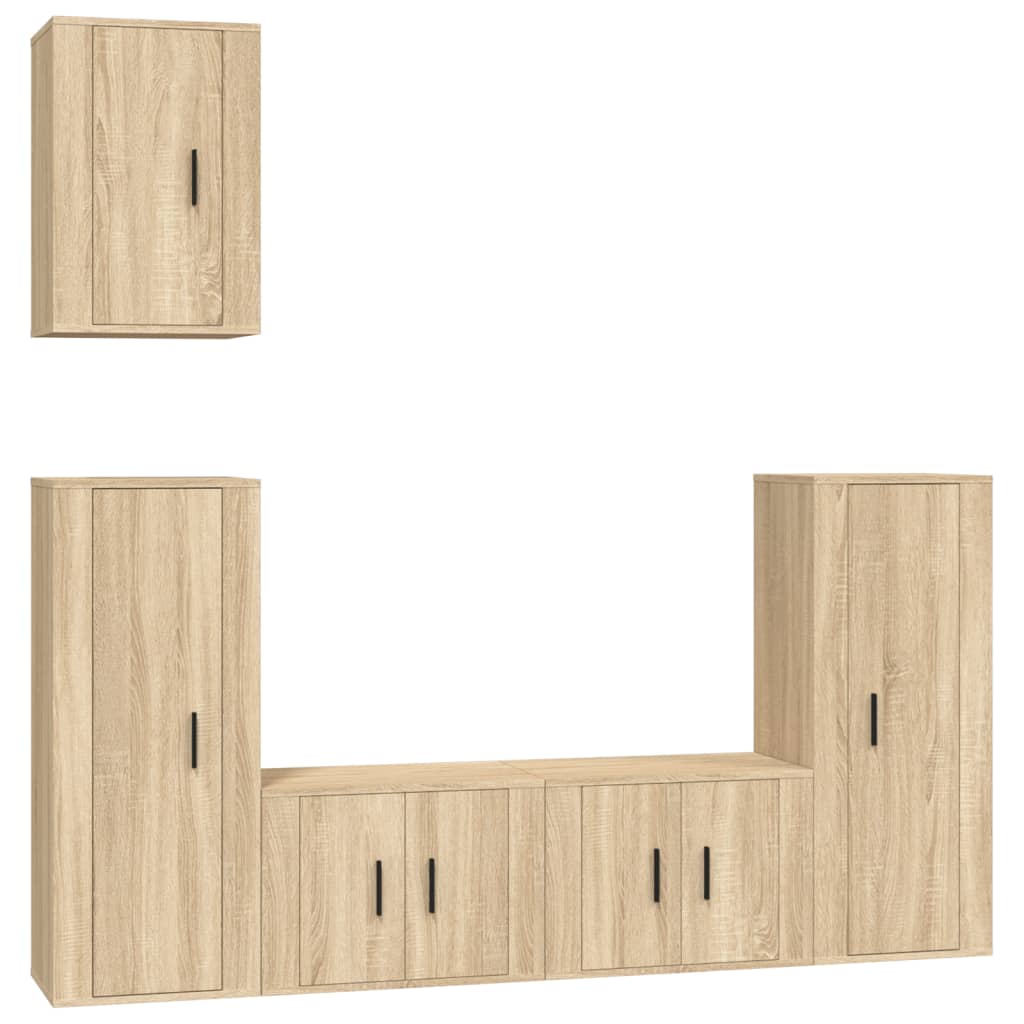 5 Piece TV Cabinet Set Sonoma Oak Engineered Wood