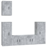 5 Piece TV Cabinet Set Concrete Grey Engineered Wood - Front View