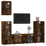5 Piece TV Cabinet Set Smoked Oak Engineered Wood - Side View