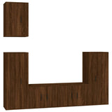5 Piece TV Cabinet Set Brown Oak Engineered Wood - Front View