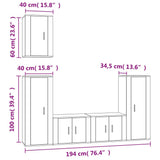 5 Piece TV Cabinet Set Brown Oak Engineered Wood