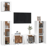 5 Piece TV Cabinet Set White Engineered Wood - Side View