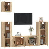 5 Piece TV Cabinet Set Sonoma Oak Engineered Wood - Side View