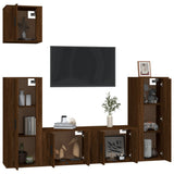 5 Piece TV Cabinet Set Brown Oak Engineered Wood