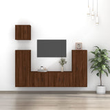 5 Piece TV Cabinet Set Brown Oak Engineered Wood