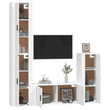 4 Piece TV Cabinet Set White Engineered Wood - Side View
