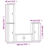 4 Piece TV Cabinet Set White Engineered Wood - Close-Up Angle