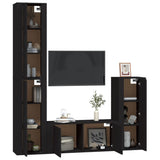4 Piece TV Cabinet Set Black Engineered Wood