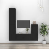 4 Piece TV Cabinet Set Black Engineered Wood