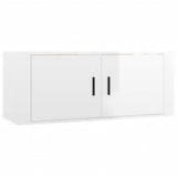 4 Piece TV Cabinet Set High Gloss White Engineered Wood - Top-Down View