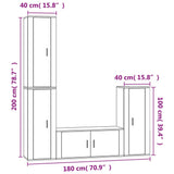 4 Piece TV Cabinet Set High Gloss White Engineered Wood