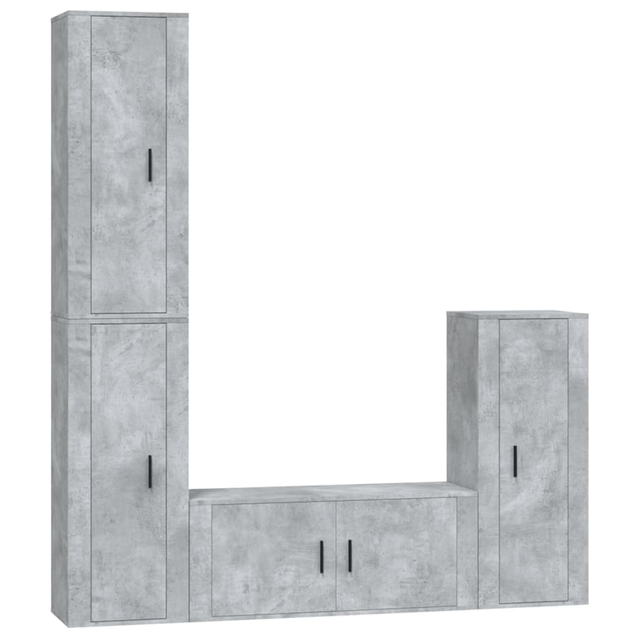 4 Piece TV Cabinet Set Concrete Grey Engineered Wood