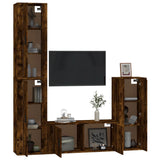 4 Piece TV Cabinet Set Smoked Oak Engineered Wood - Side View