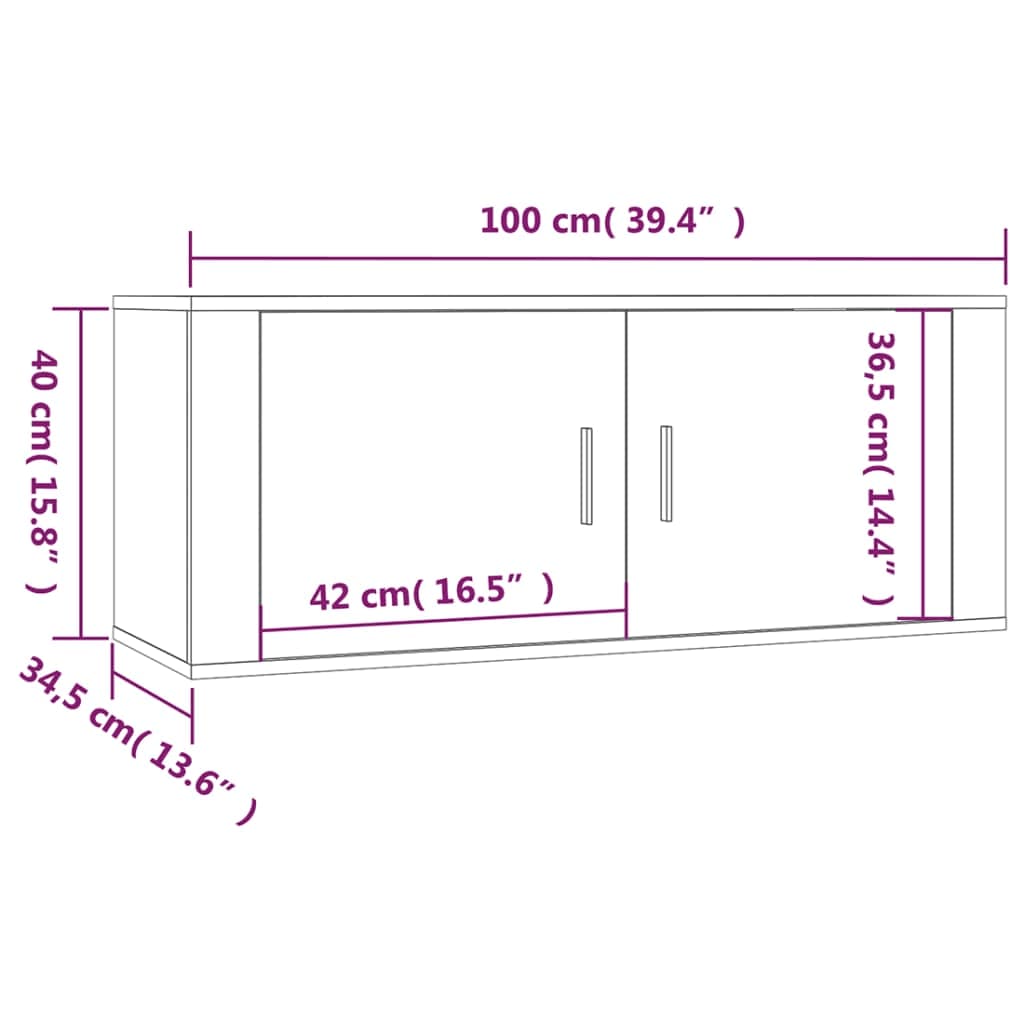 4 Piece TV Cabinet Set Smoked Oak Engineered Wood
