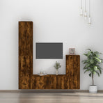 4 Piece TV Cabinet Set Smoked Oak Engineered Wood