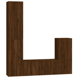 4 Piece TV Cabinet Set Brown Oak Engineered Wood - Front View