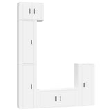 5 Piece TV Cabinet Set White Engineered Wood - Front View