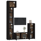 5 Piece TV Cabinet Set Black Engineered Wood