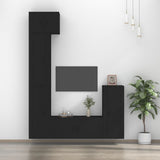 5 Piece TV Cabinet Set Black Engineered Wood