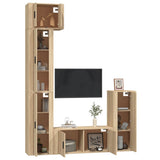 5 Piece TV Cabinet Set Sonoma Oak Engineered Wood - Side View