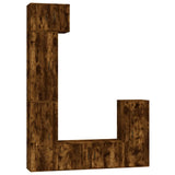 5 Piece TV Cabinet Set Smoked Oak Engineered Wood - Front View