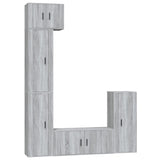 5 Piece TV Cabinet Set Grey Sonoma Engineered Wood - Front View