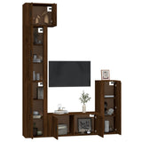 5 Piece TV Cabinet Set Brown Oak Engineered Wood - Side View