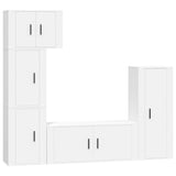 5 Piece TV Cabinet Set White Engineered Wood - Front View