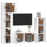 5 Piece TV Cabinet Set White Engineered Wood - Side View