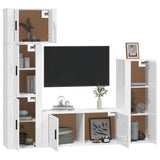 5 Piece TV Cabinet Set High Gloss White Engineered Wood
