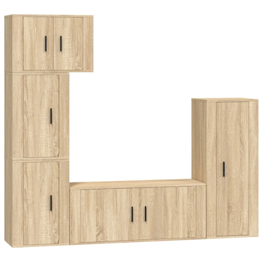 5 Piece TV Cabinet Set Sonoma Oak Engineered Wood