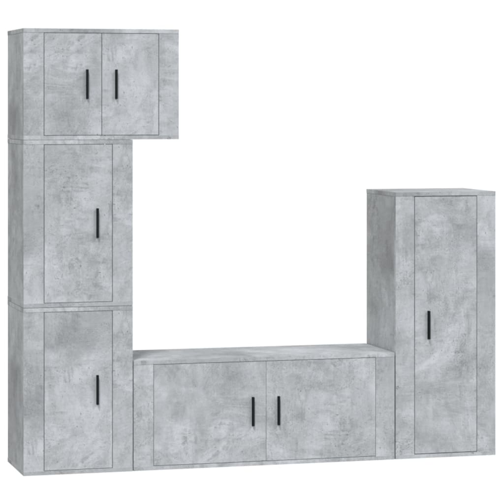 5 Piece TV Cabinet Set Concrete Grey Engineered Wood