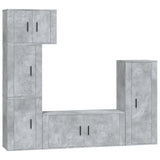 5 Piece TV Cabinet Set Concrete Grey Engineered Wood - Front View