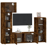 5 Piece TV Cabinet Set Smoked Oak Engineered Wood - Side View