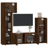 5 Piece TV Cabinet Set Brown Oak Engineered Wood - Side View