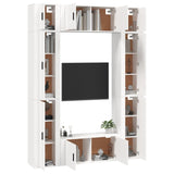 8 Piece TV Cabinet Set White Engineered Wood - Side View
