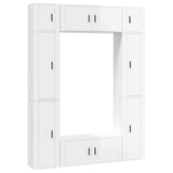 8 Piece TV Cabinet Set High Gloss White Engineered Wood - Front View
