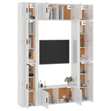 8 Piece TV Cabinet Set High Gloss White Engineered Wood