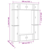 8 Piece TV Cabinet Set High Gloss White Engineered Wood