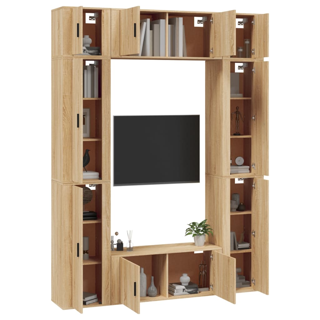 8 Piece TV Cabinet Set Sonoma Oak Engineered Wood
