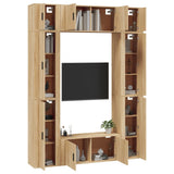 8 Piece TV Cabinet Set Sonoma Oak Engineered Wood - Side View