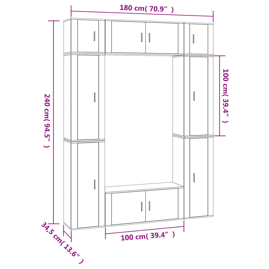 8 Piece TV Cabinet Set Sonoma Oak Engineered Wood