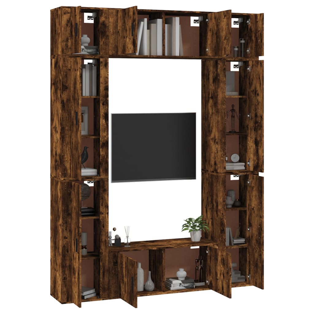 8 Piece TV Cabinet Set Smoked Oak Engineered Wood