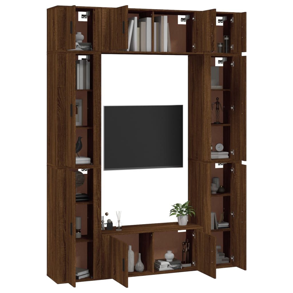 8 Piece TV Cabinet Set Brown Oak Engineered Wood